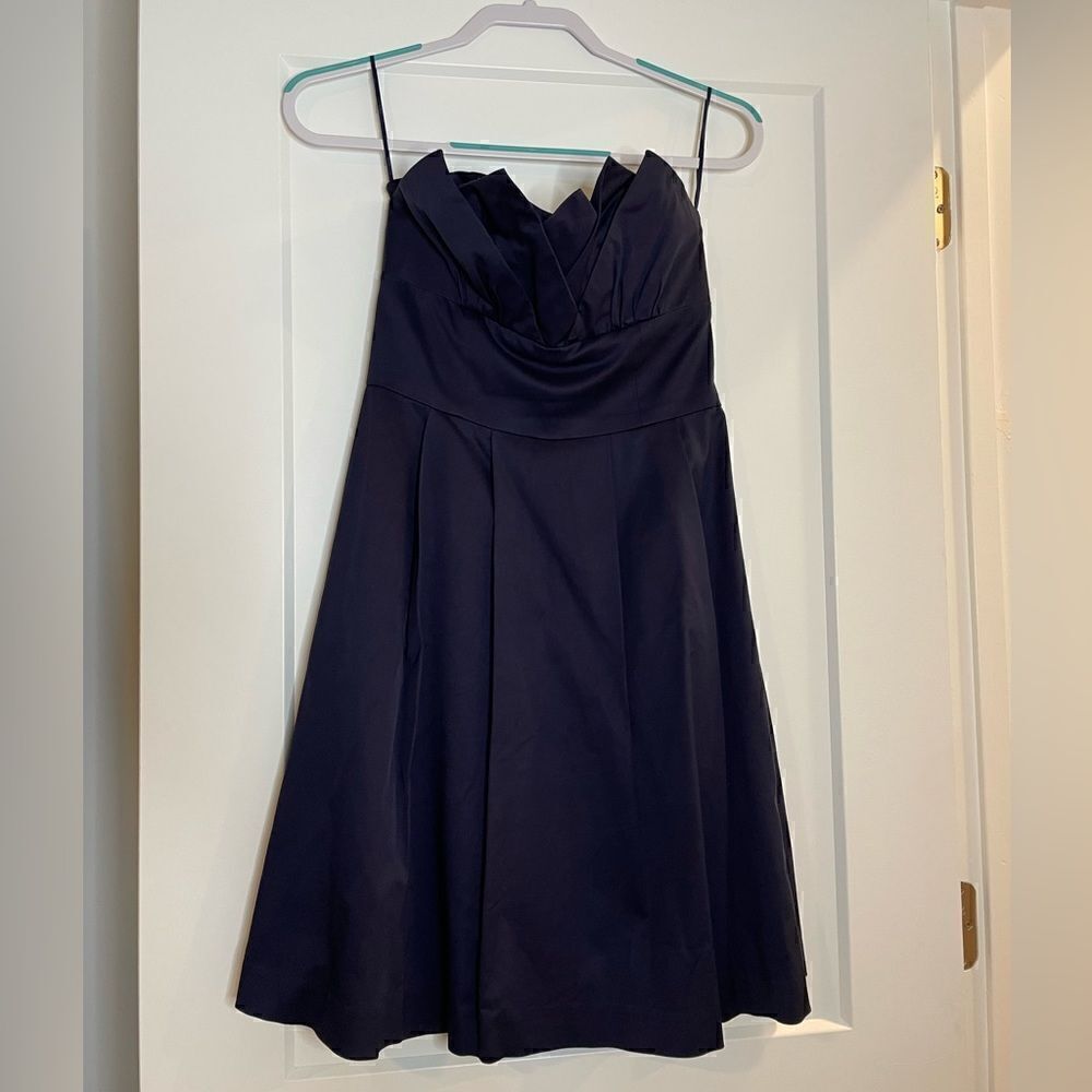 Trina Turk Lotus Top Strapless Dress Navy